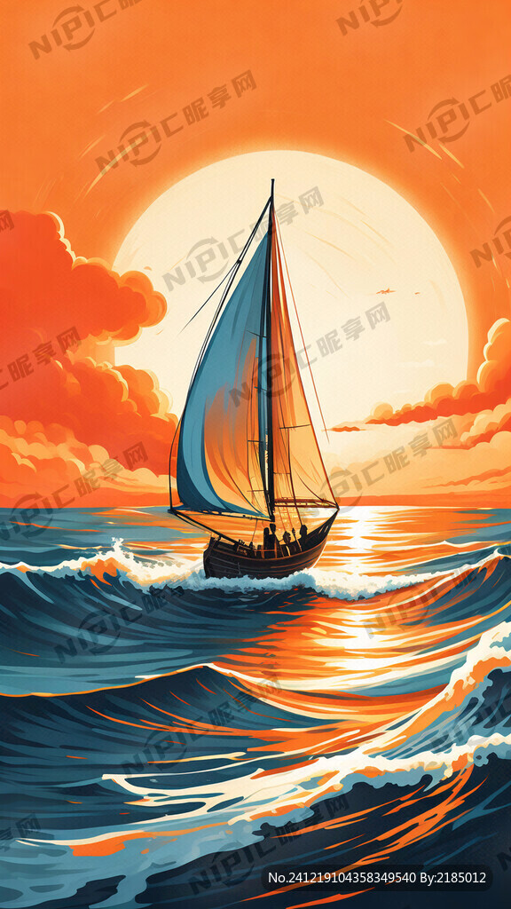 一帆风顺  朋友圈海报 帆船 