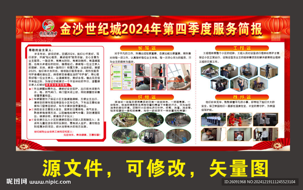 公司物业季度报告 宣传栏海报
