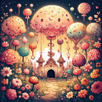 简笔画 卡皮巴拉 可爱 梦幻场景 简笔插画 插画 浪漫风格