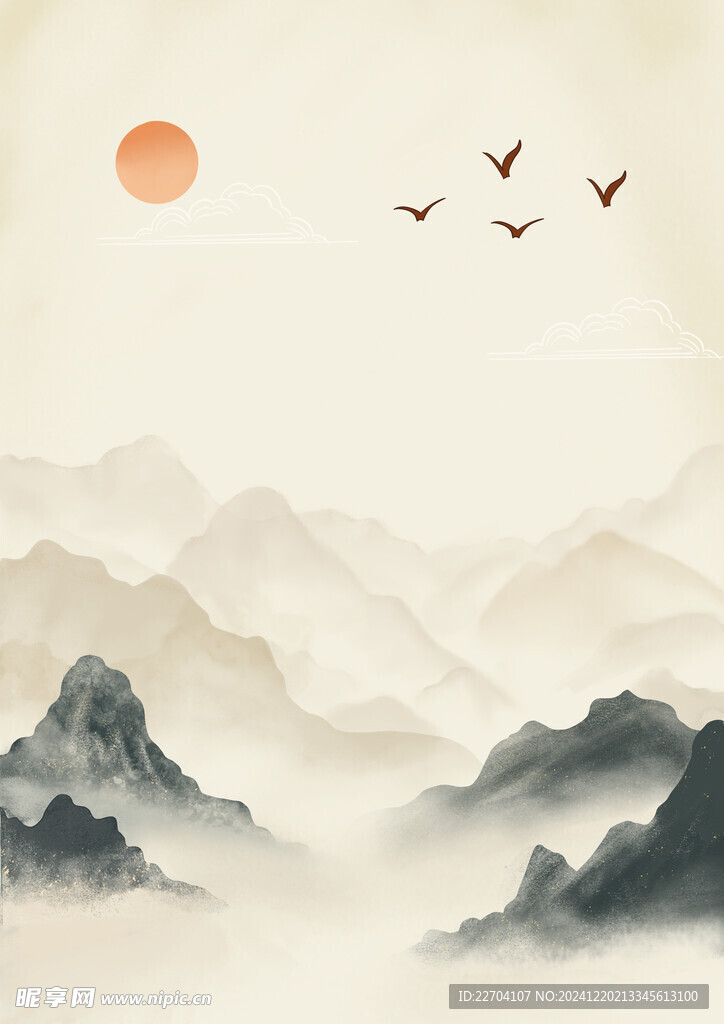 水墨山背景