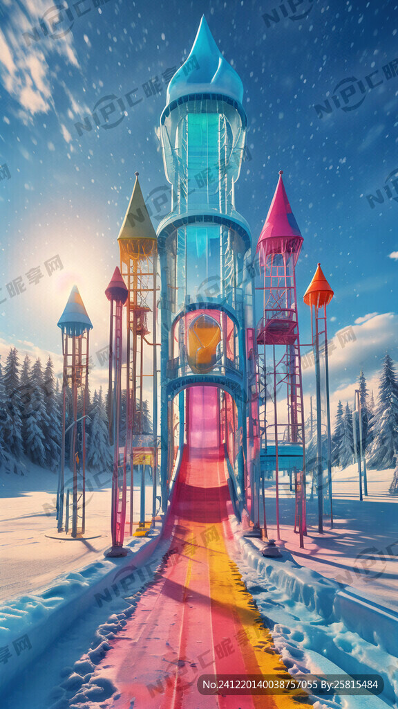 冰雪滑梯 网红拍照背景