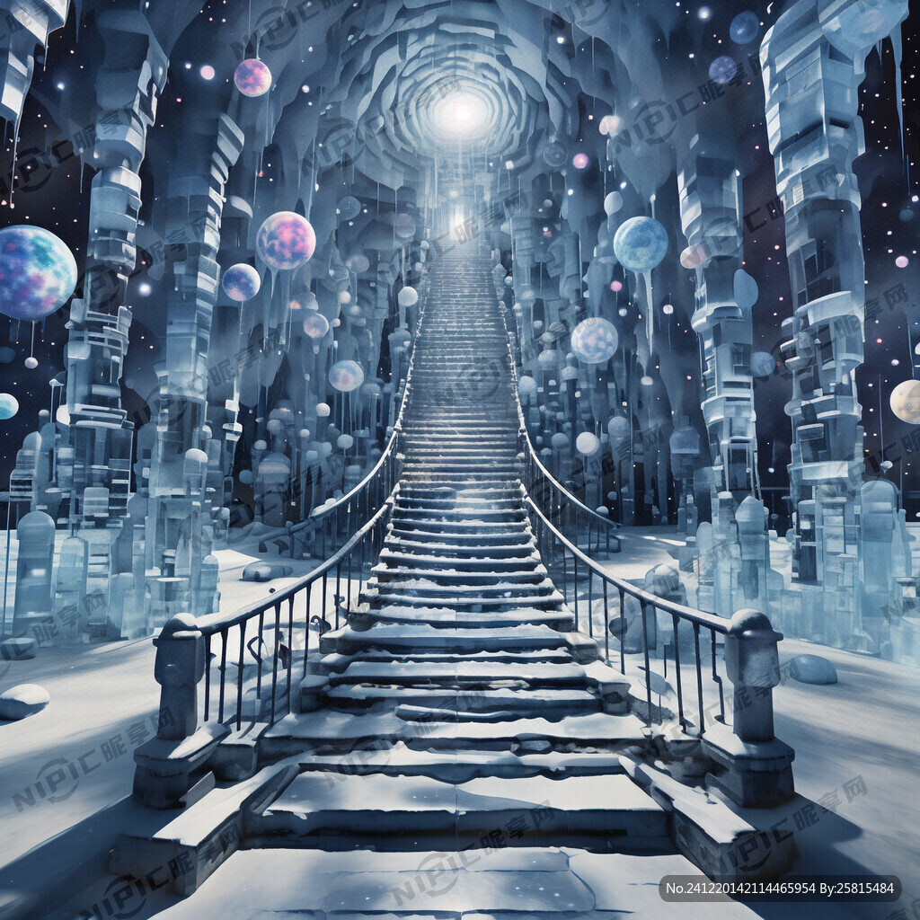 宇宙阶梯 冰雪 网红打卡背景