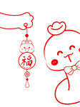蛇年蛇宝宝挂件卡通插画福