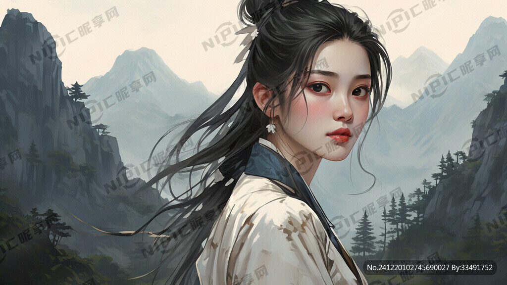 主题青山婺女 唯美 插画 背景