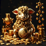 小金羊，招财，黄金，摆件，元宝，金币