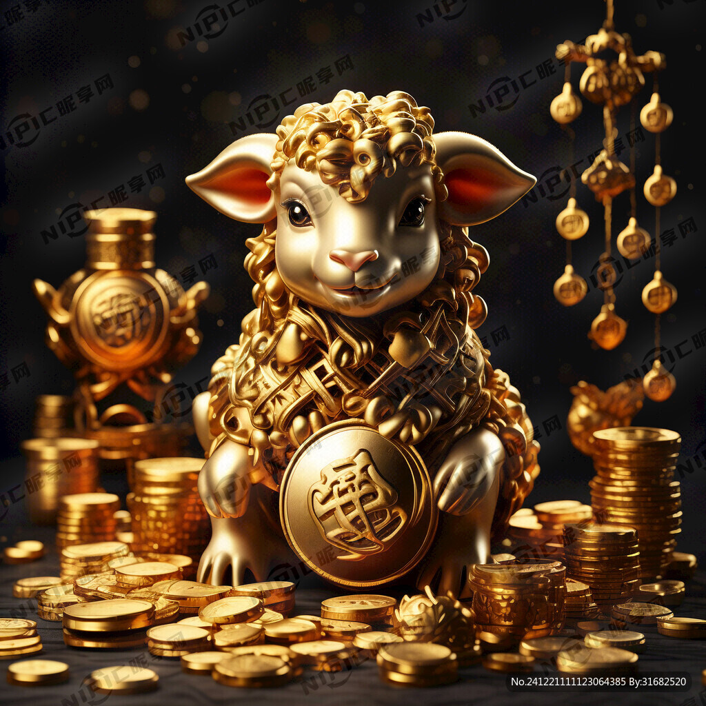 小金羊 招财 黄金 摆件 元宝