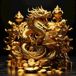 小金龙，招财，黄金，摆件，元宝，金币