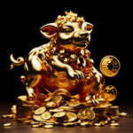 小金牛，招财，黄金，摆件，元宝，金币