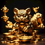 小金虎，招财，黄金，摆件，元宝，金币