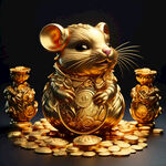 小金鼠，招财，黄金，摆件，元宝，金币