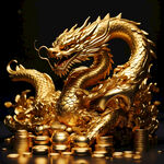小金龙，招财，黄金，摆件，元宝，金币