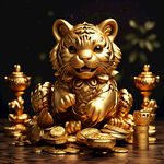 小金虎，招财，黄金，摆件，元宝，金币