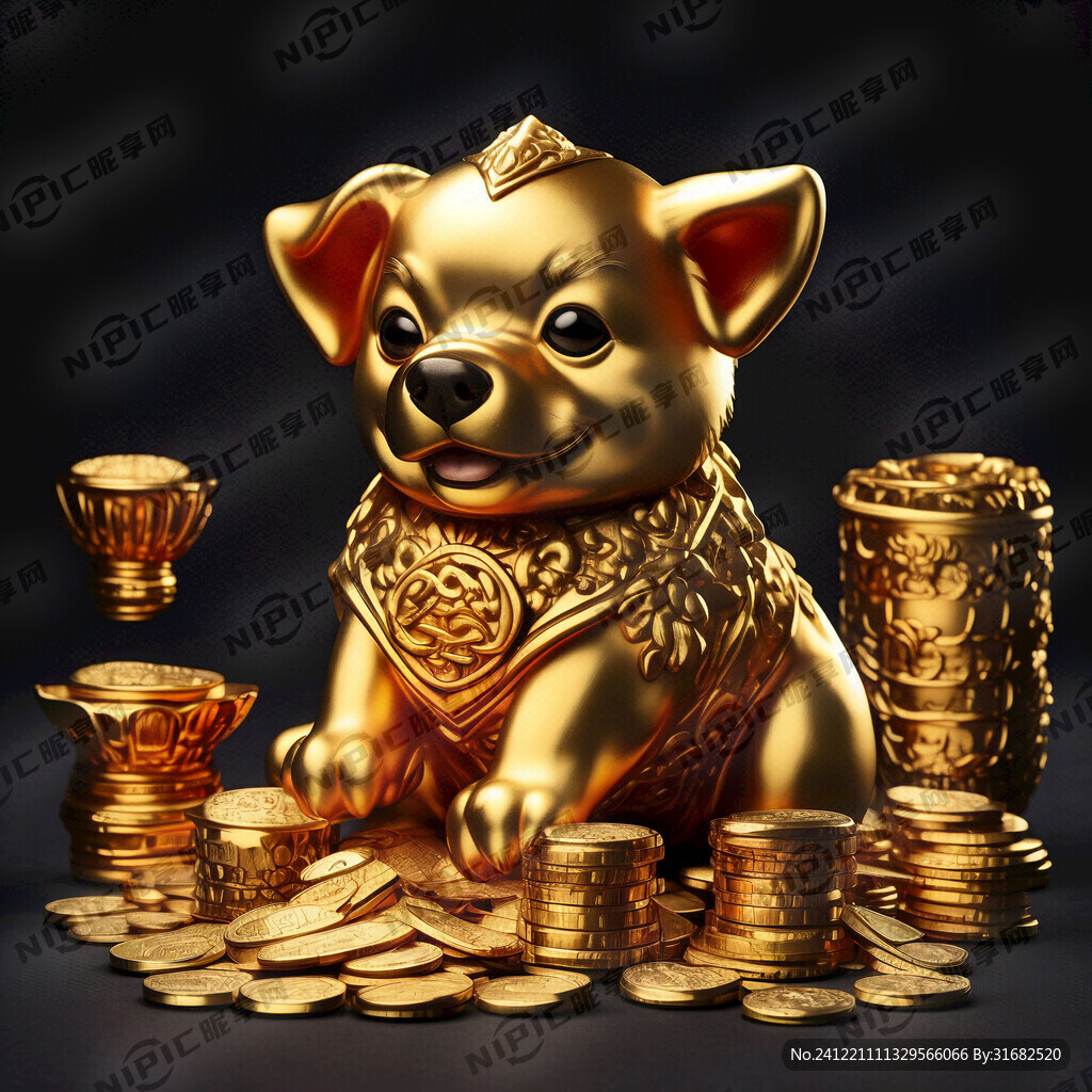 小金狗 招财 黄金 摆件 元宝
