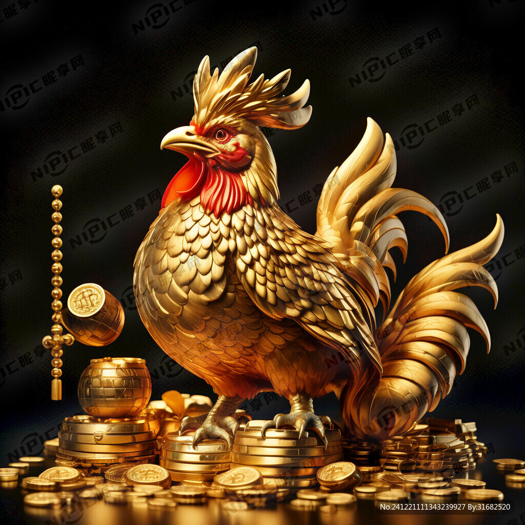 小金公鸡 招财 黄金 摆件