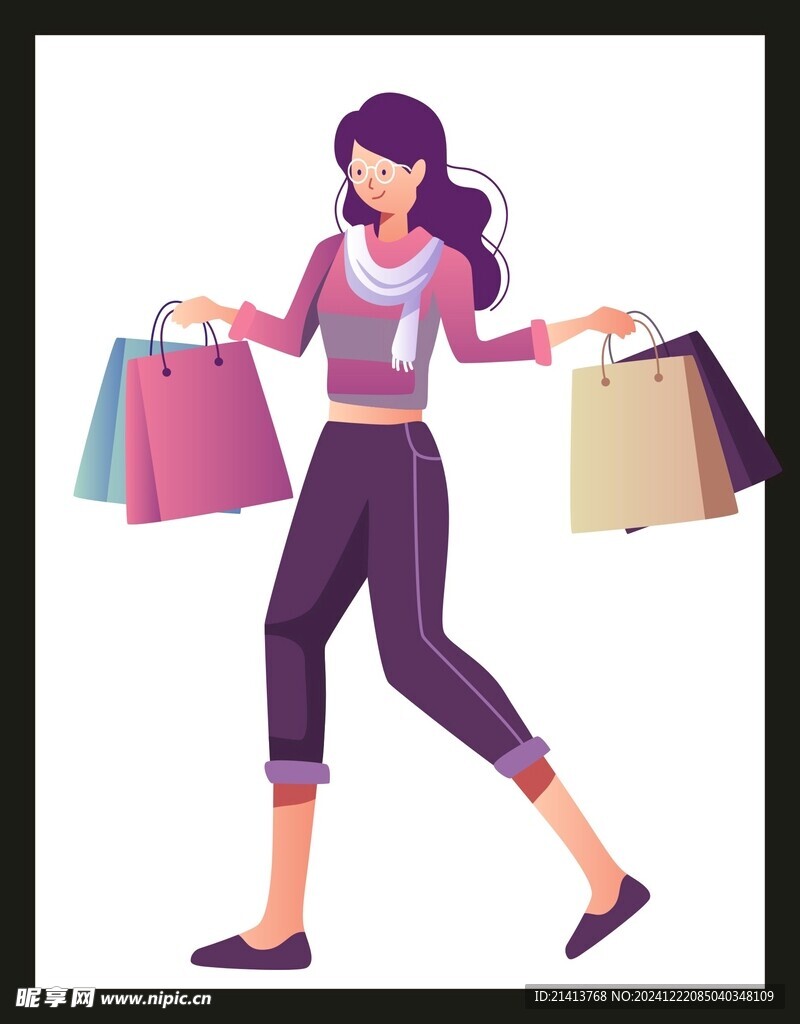 卡通购物人物