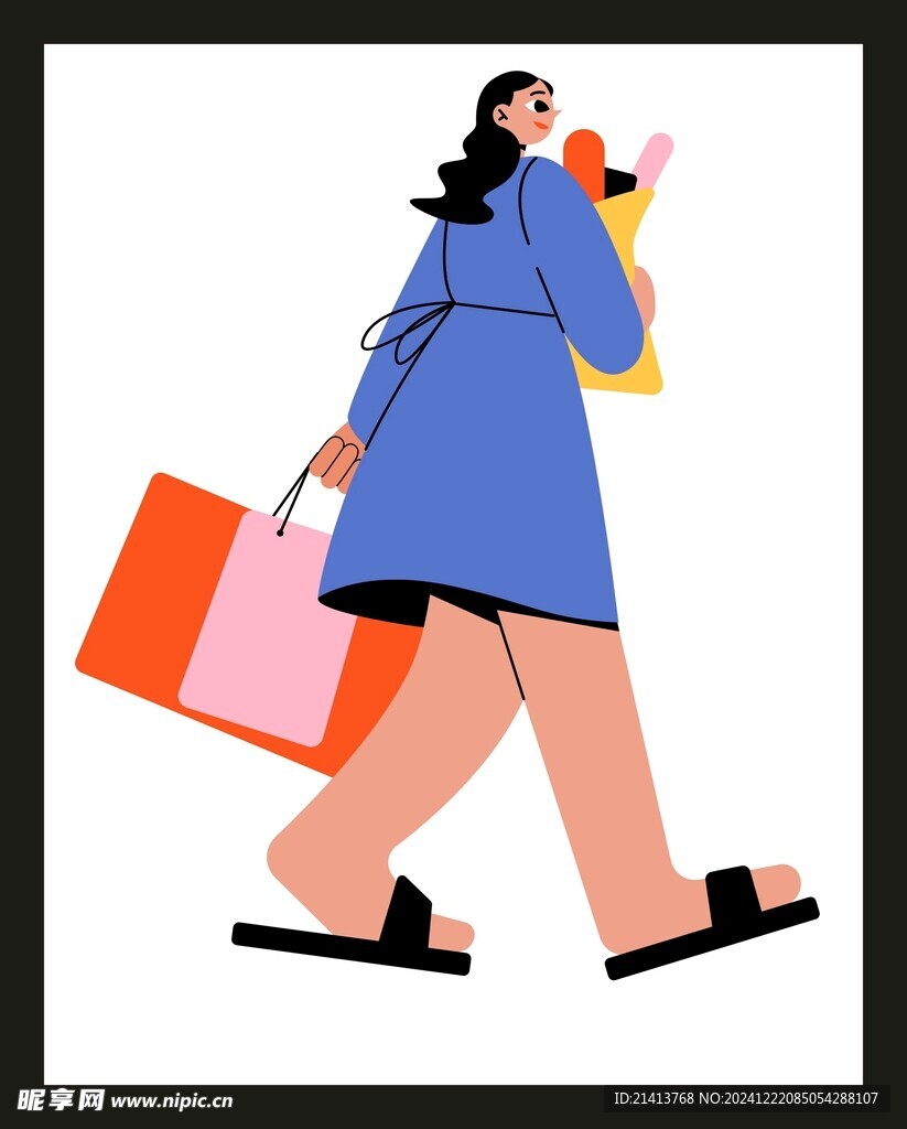 卡通购物人物