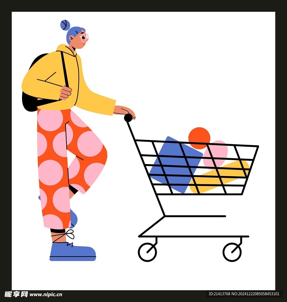 卡通购物人物