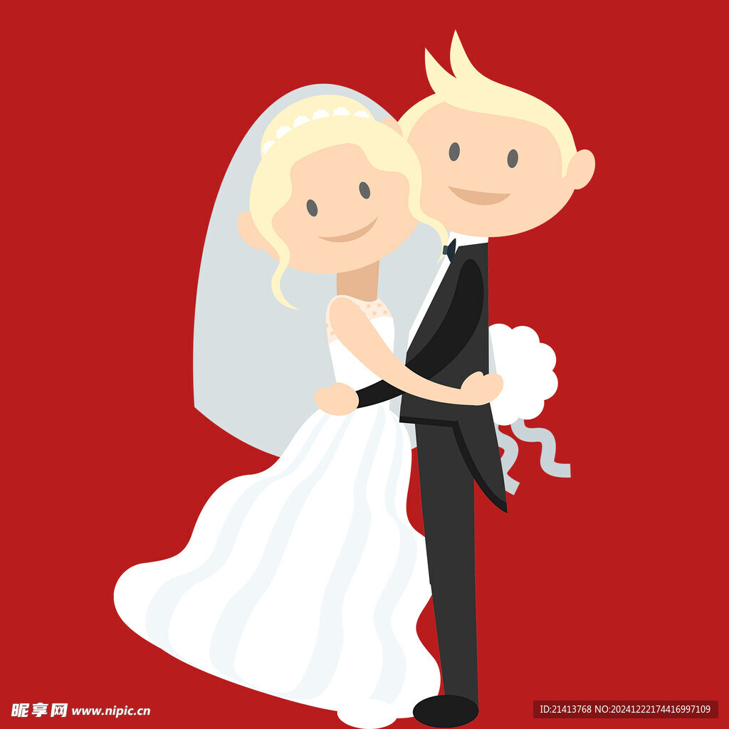 手绘结婚男女