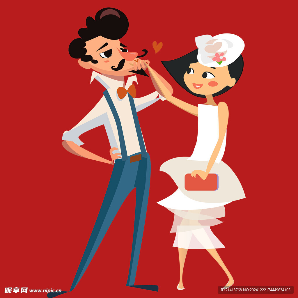 手绘结婚男女