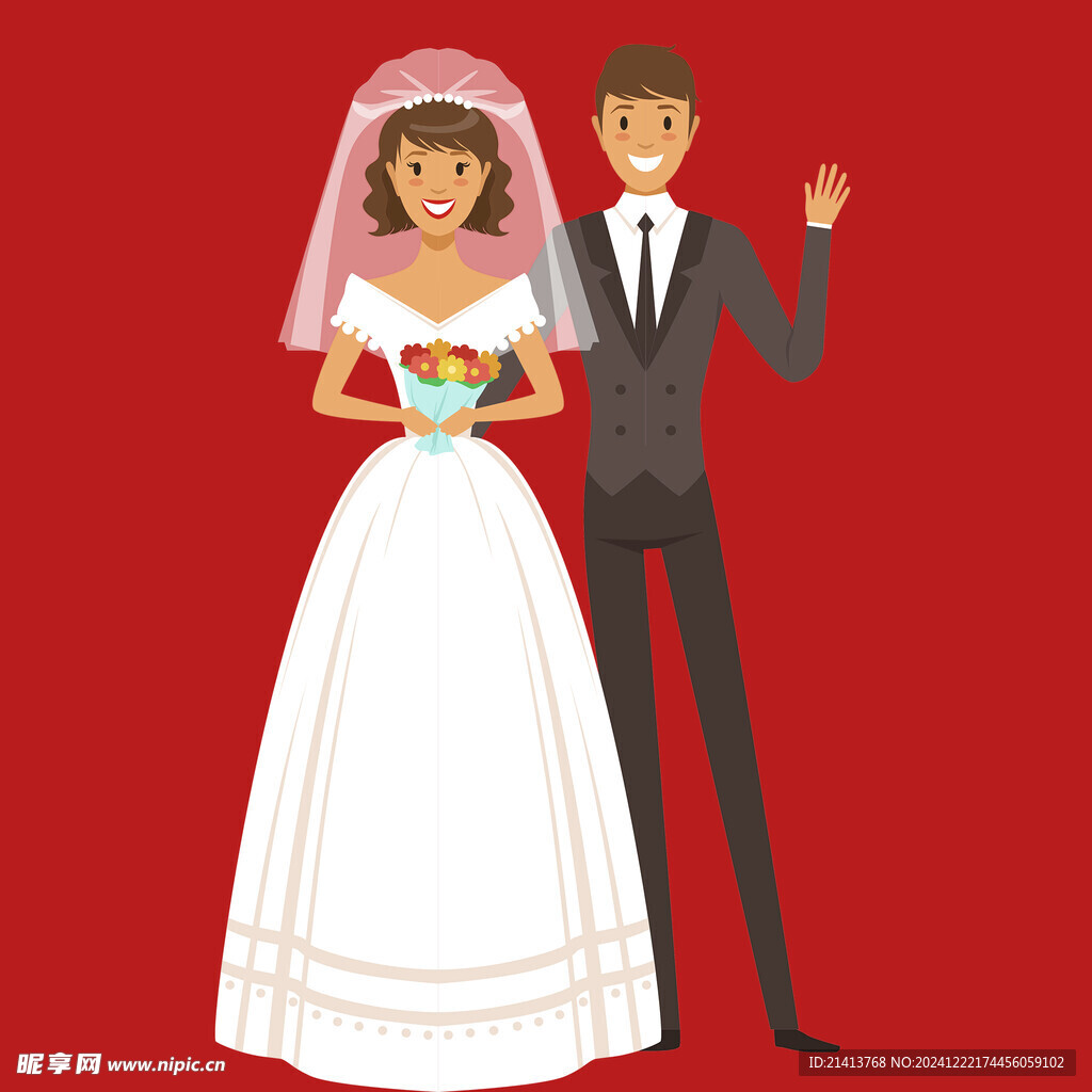 手绘结婚男女