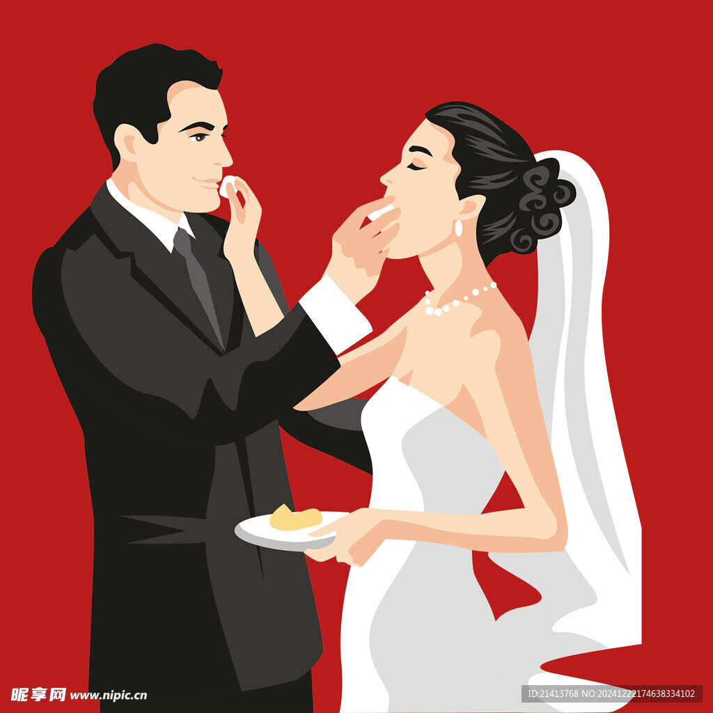 手绘结婚男女