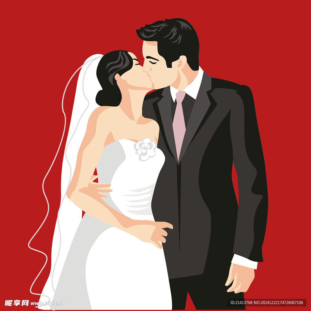 手绘结婚男女