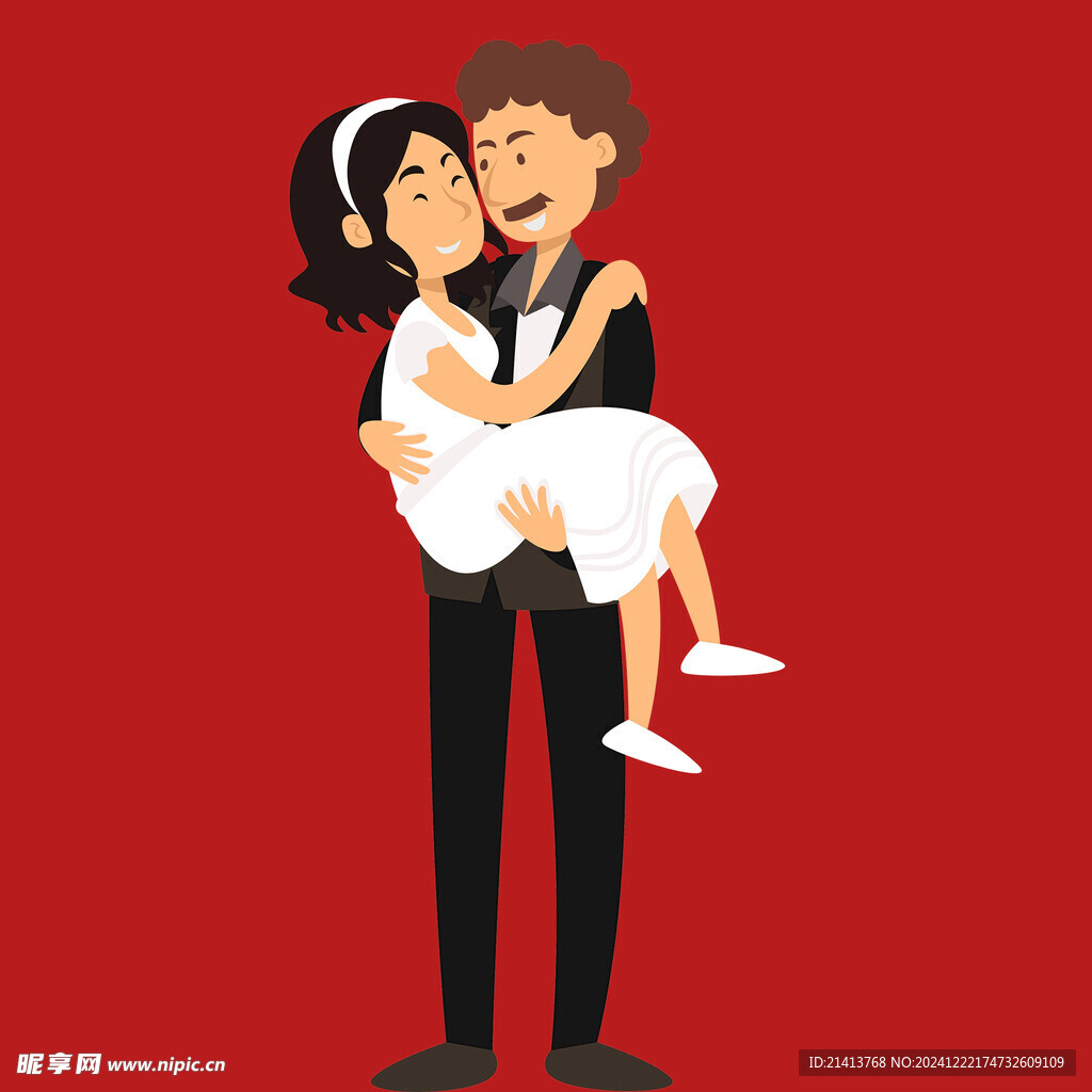 手绘结婚男女