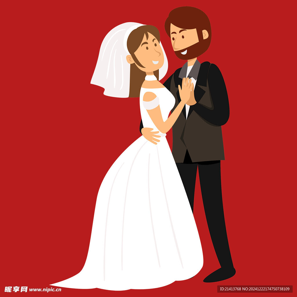 手绘结婚男女