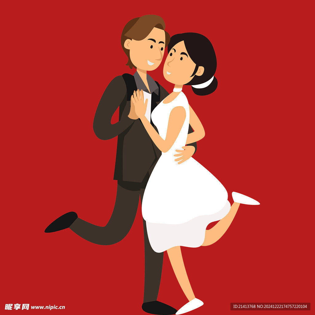 手绘结婚男女