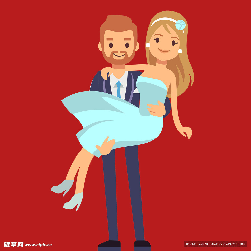 手绘结婚男女