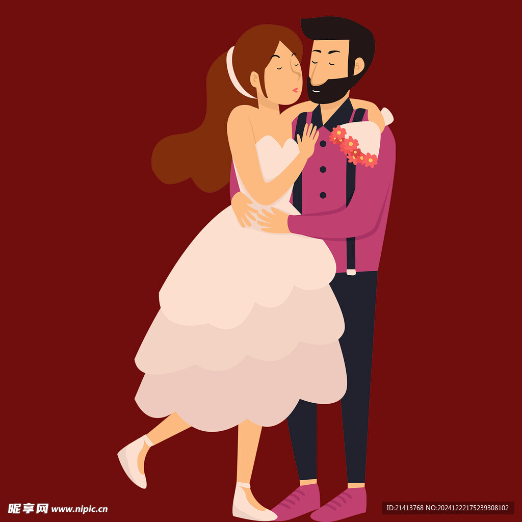 手绘结婚男女