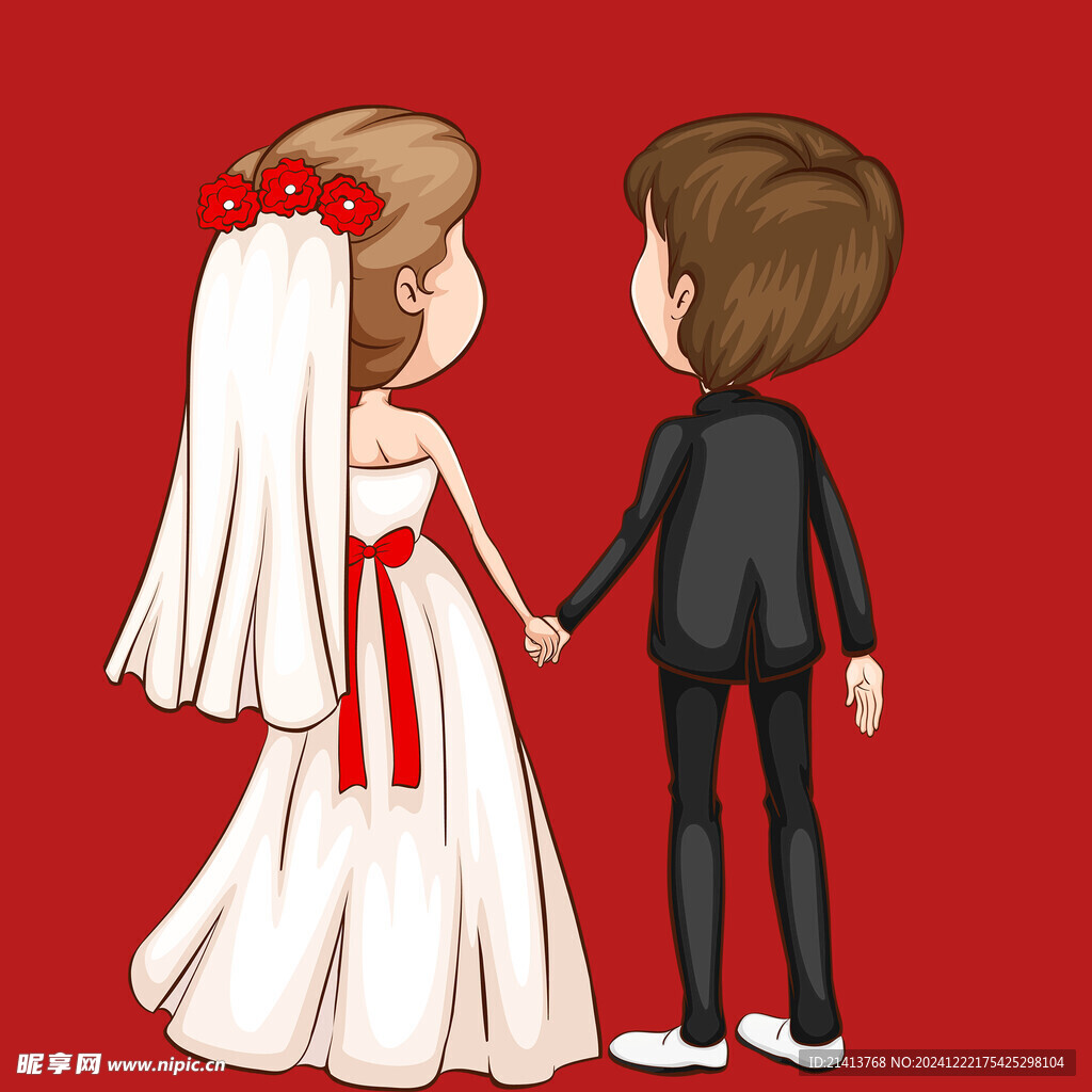 手绘结婚男女