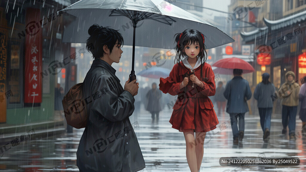 天正下着雨 空旷的街道边
