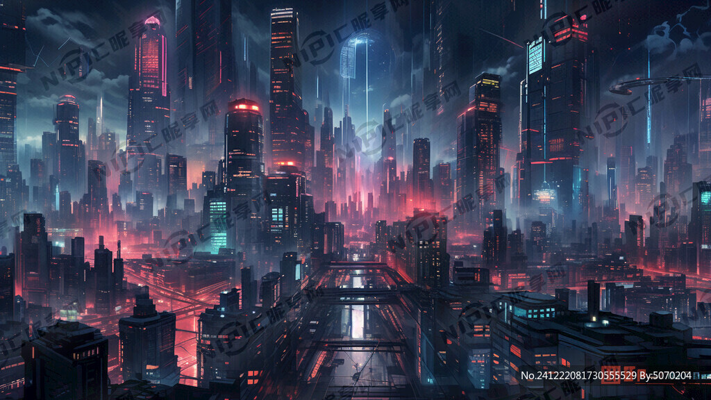 赛博朋克城市夜景