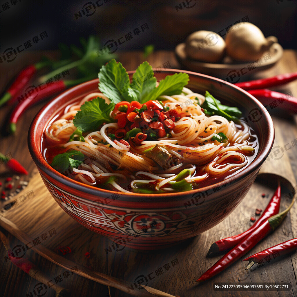 一碗土豆粉 色彩艳丽 红汤
