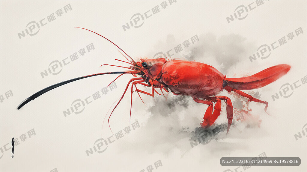 水墨 武侠 抽象 意境 龙虾