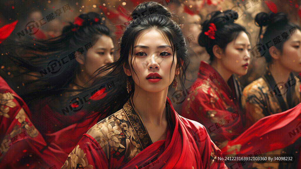 女性觉醒 画面色调为红色 金色