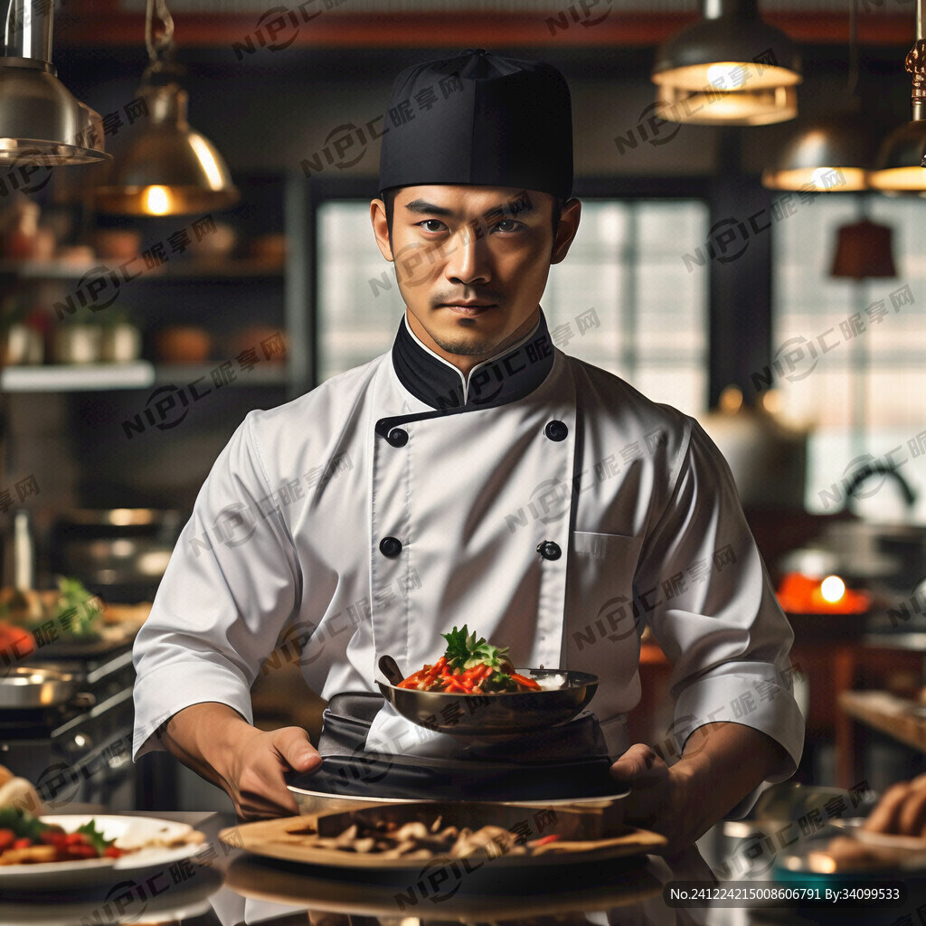 男性帅气中餐厨师