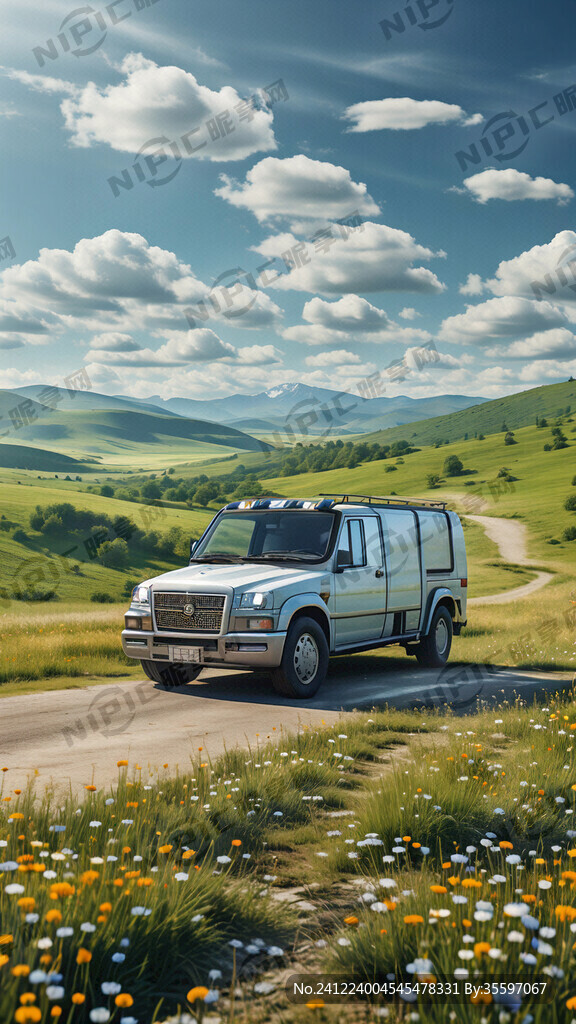 草原 夏天景色 物流运输 科技