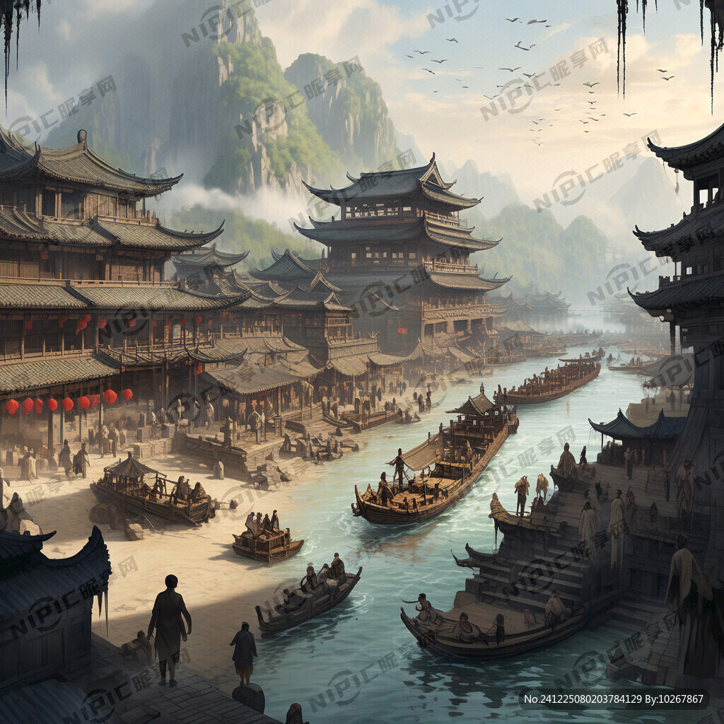 西津古渡往日热闹繁荣的商业场景