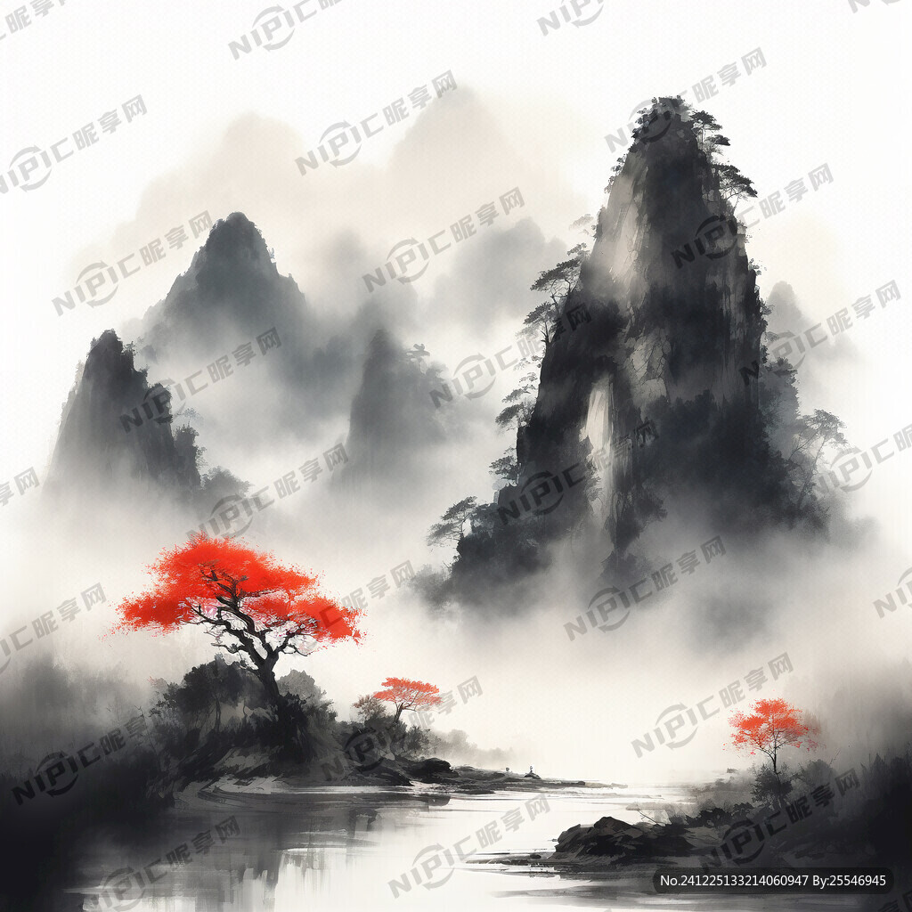 封面 中国风 中国画 山水