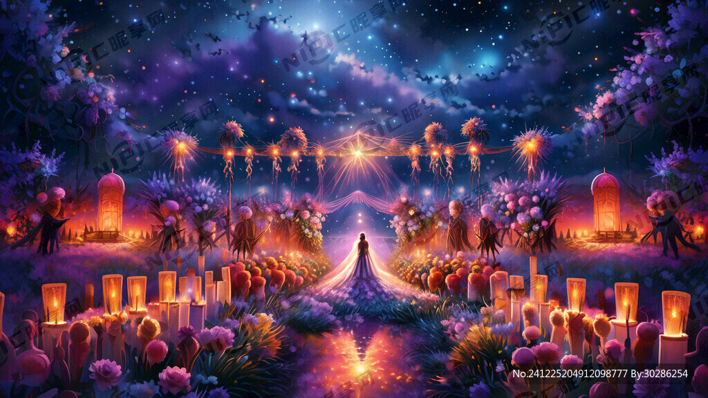 婚礼 薰衣草颜色 星空下