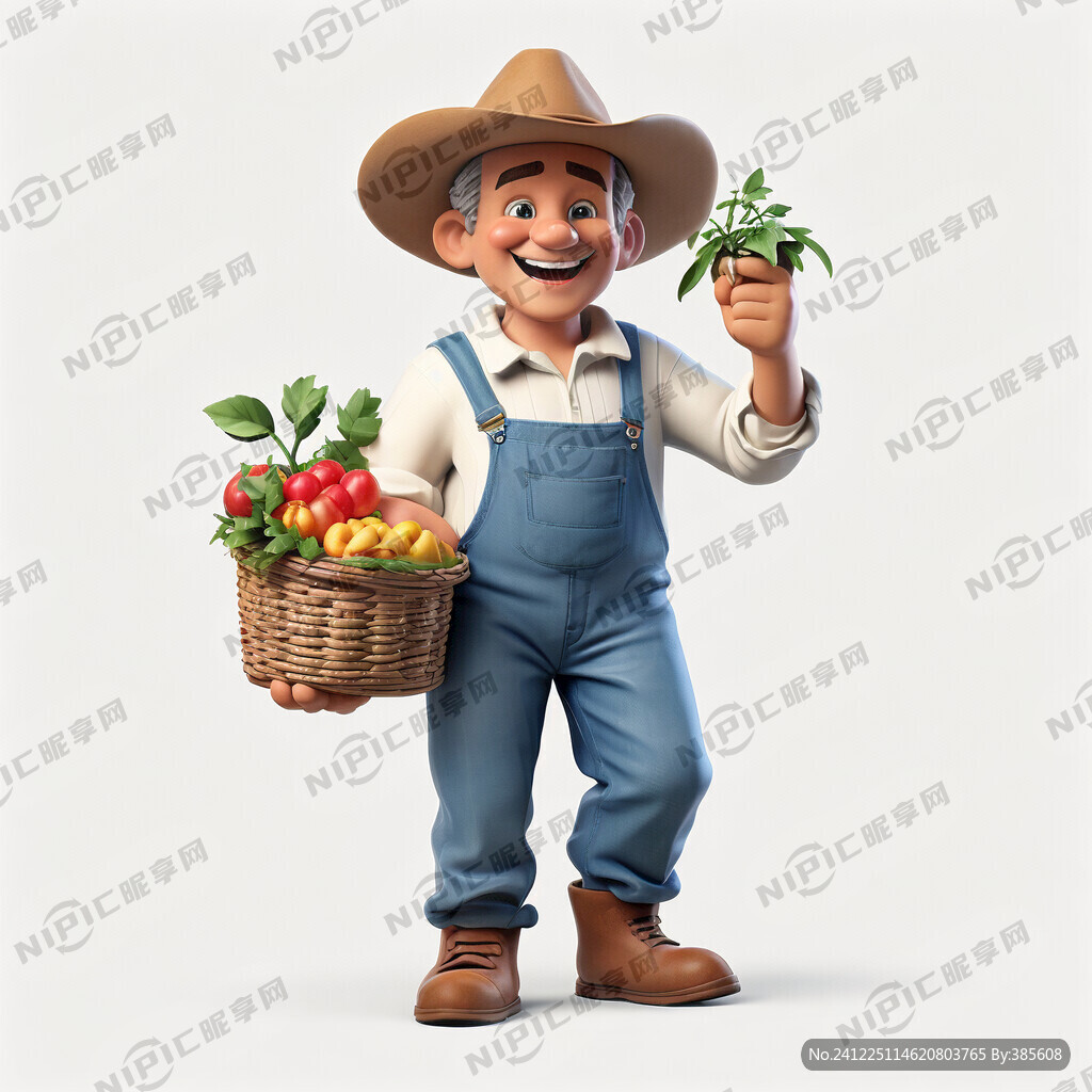 穿着牛仔背袋裤带着牛仔帽的卡通