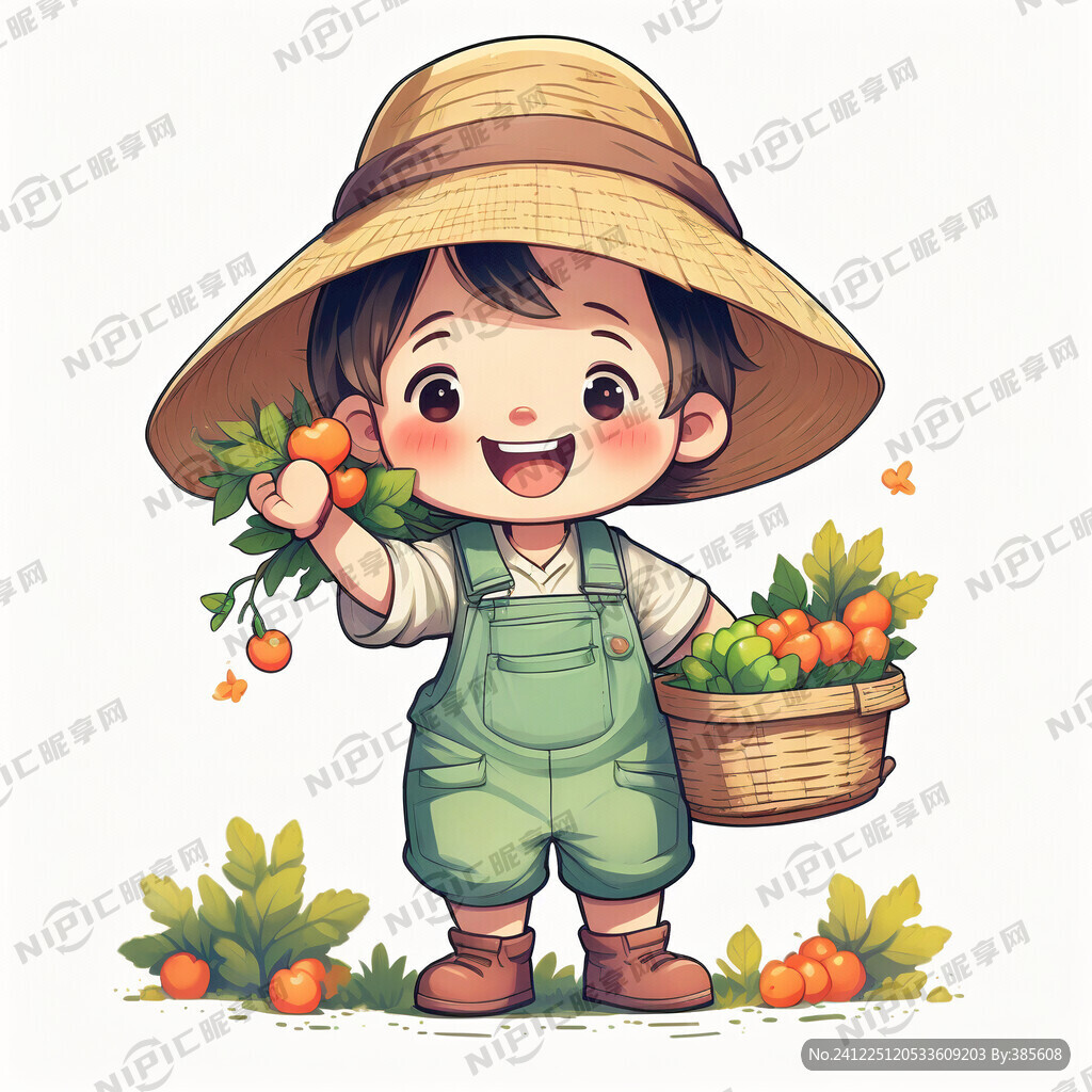 可爱的卡通农民  穿着可爱