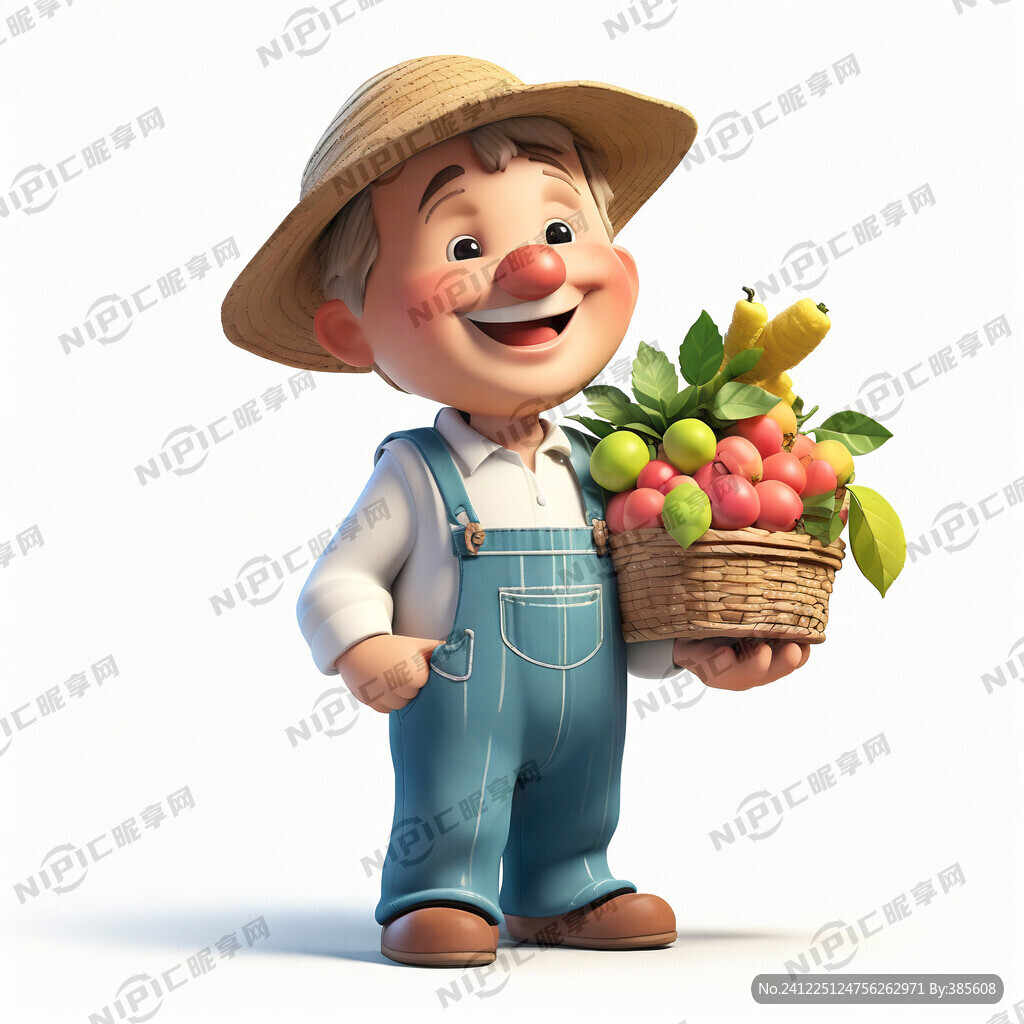 可爱的卡通农民大叔  穿着可爱