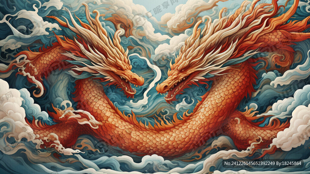 龙凤腾云的长条状花边