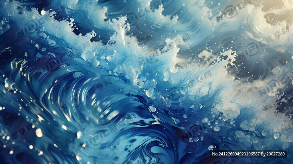 蓝色浪花 浪涛底纹 流动肌理