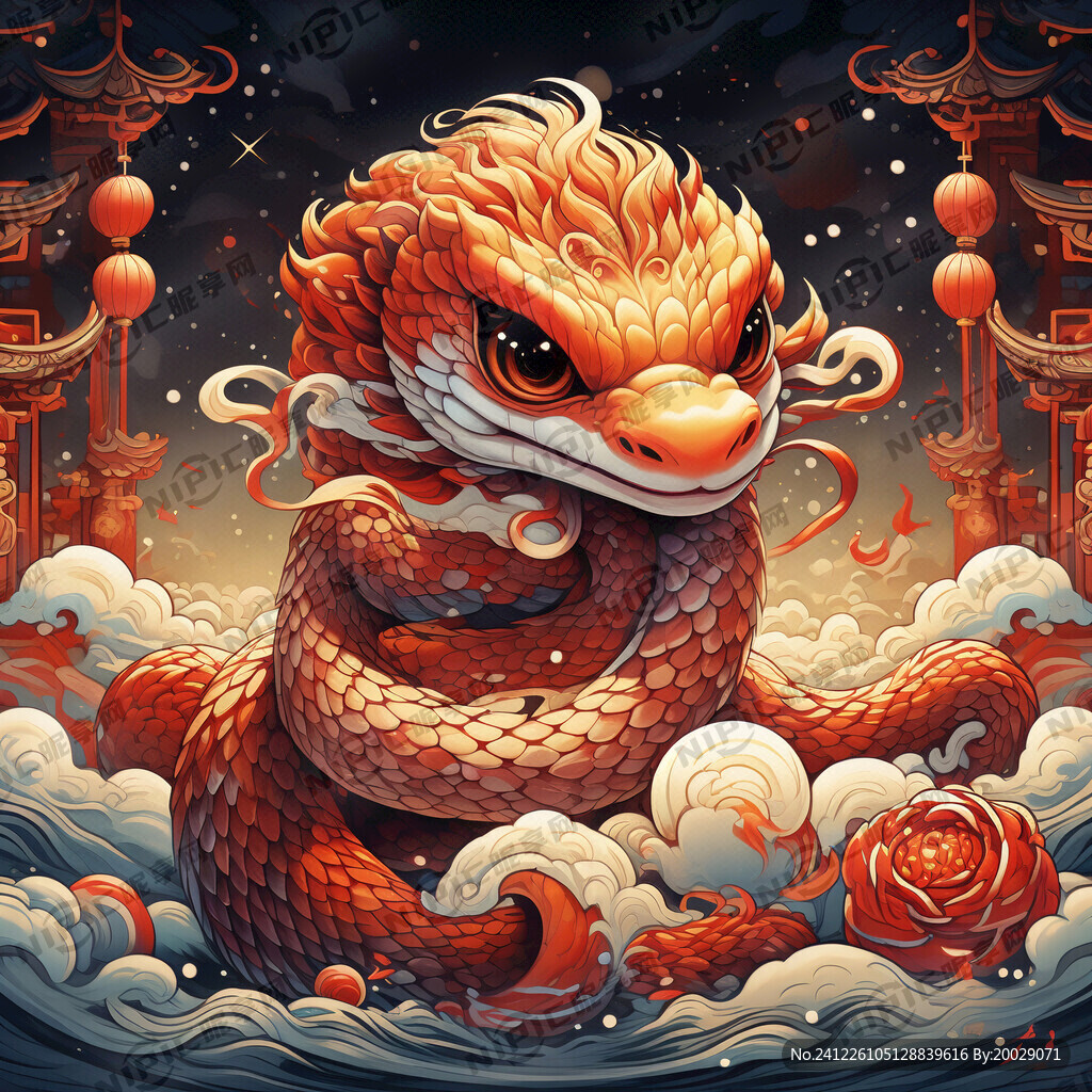 一条可爱的小蛇 很喜庆 新年