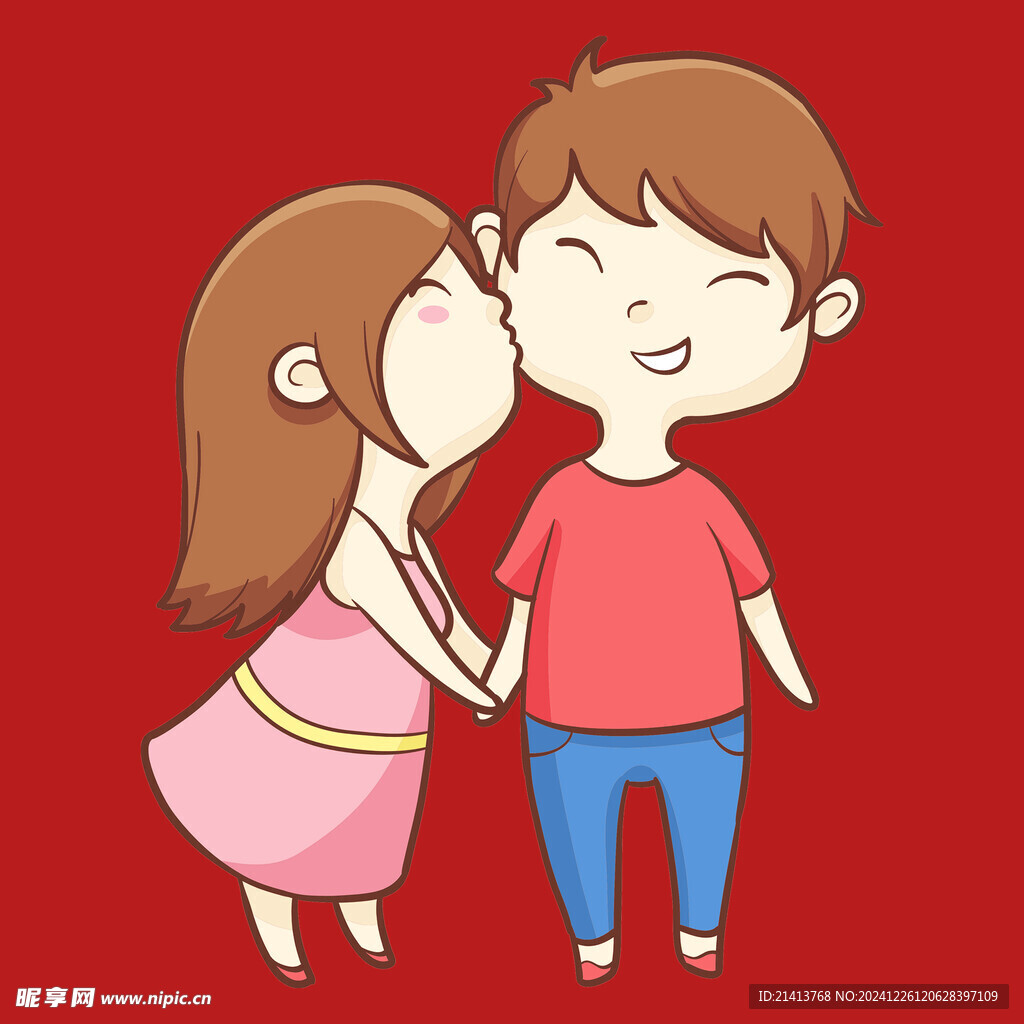 手绘情侣恋人
