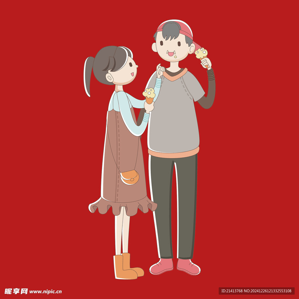 手绘情侣恋人
